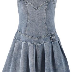 Elegant Strapless Denim Dress